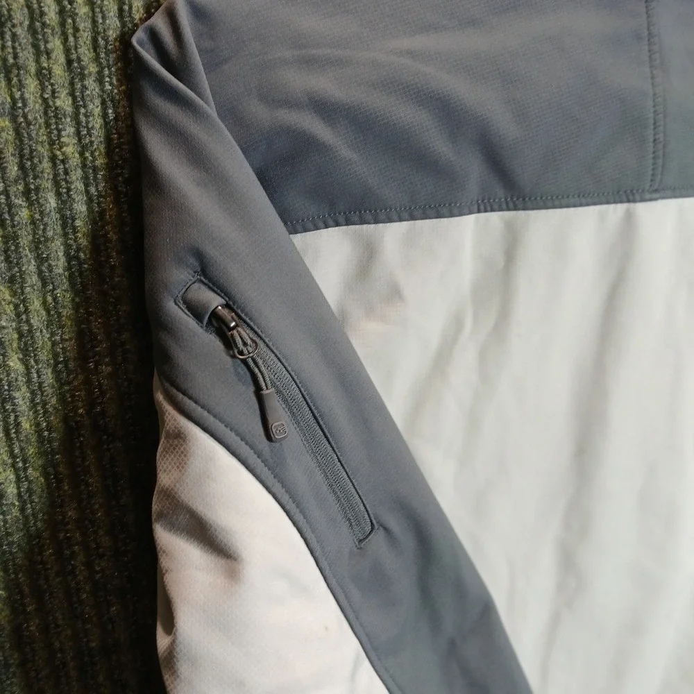Free Country Mens Full Zip Jacket Light Gray Dark Gray Size XL‎